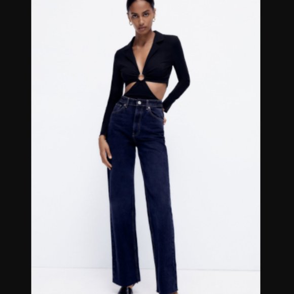 BLOGGER'S FAVE! Zara Black Cut Out Bodysuit Sz L NWOT - Picture 13 of 14